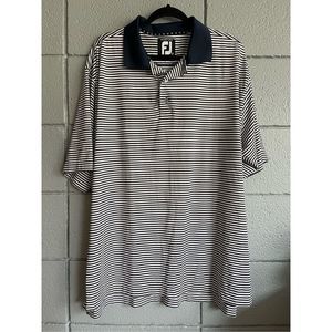 Footjoy Prodry Isle Mens Gold Polo Blue and White Stripe size XL